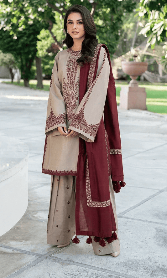 Tsl-521 Unstitched 3pc Embroidered Drees Dhanak