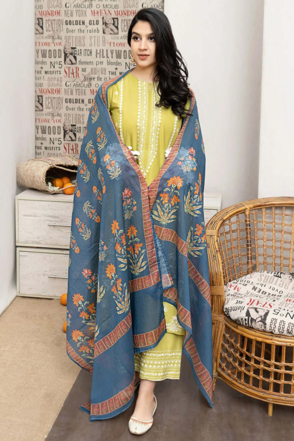 Tsl-611 Unstitched 3pc Embroidered Drees Dhanak
