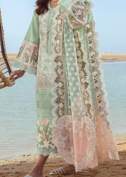 TSL W857-Embroidered 3pc Marina Dress With Printed Shawl.