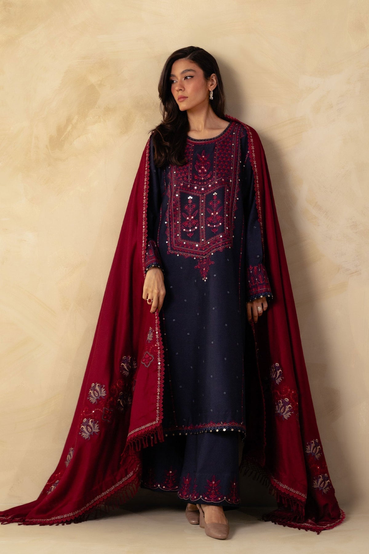 Tsl-009 Unstitched 3pc Embroidered Dress Dhanak