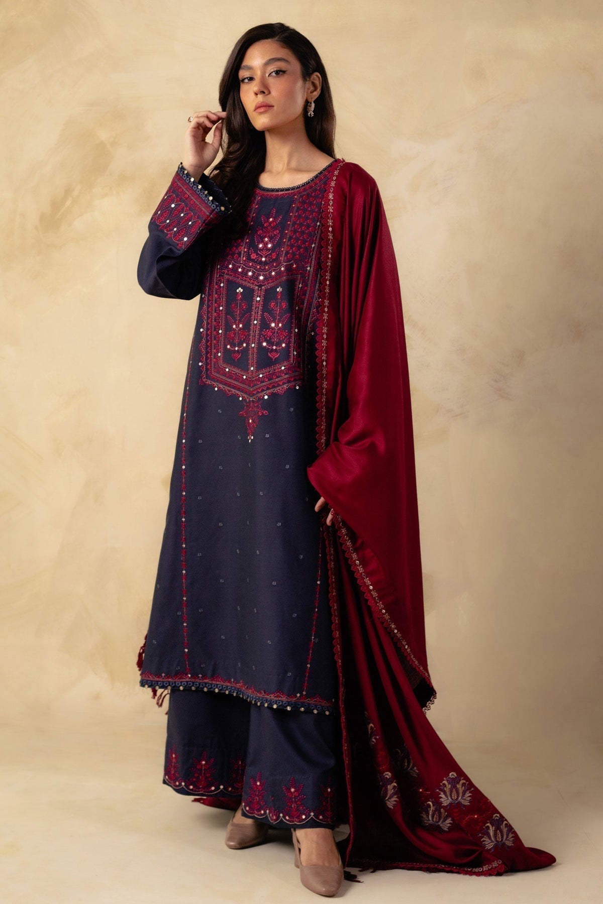 Tsl-009 Unstitched 3pc Embroidered Dress Dhanak