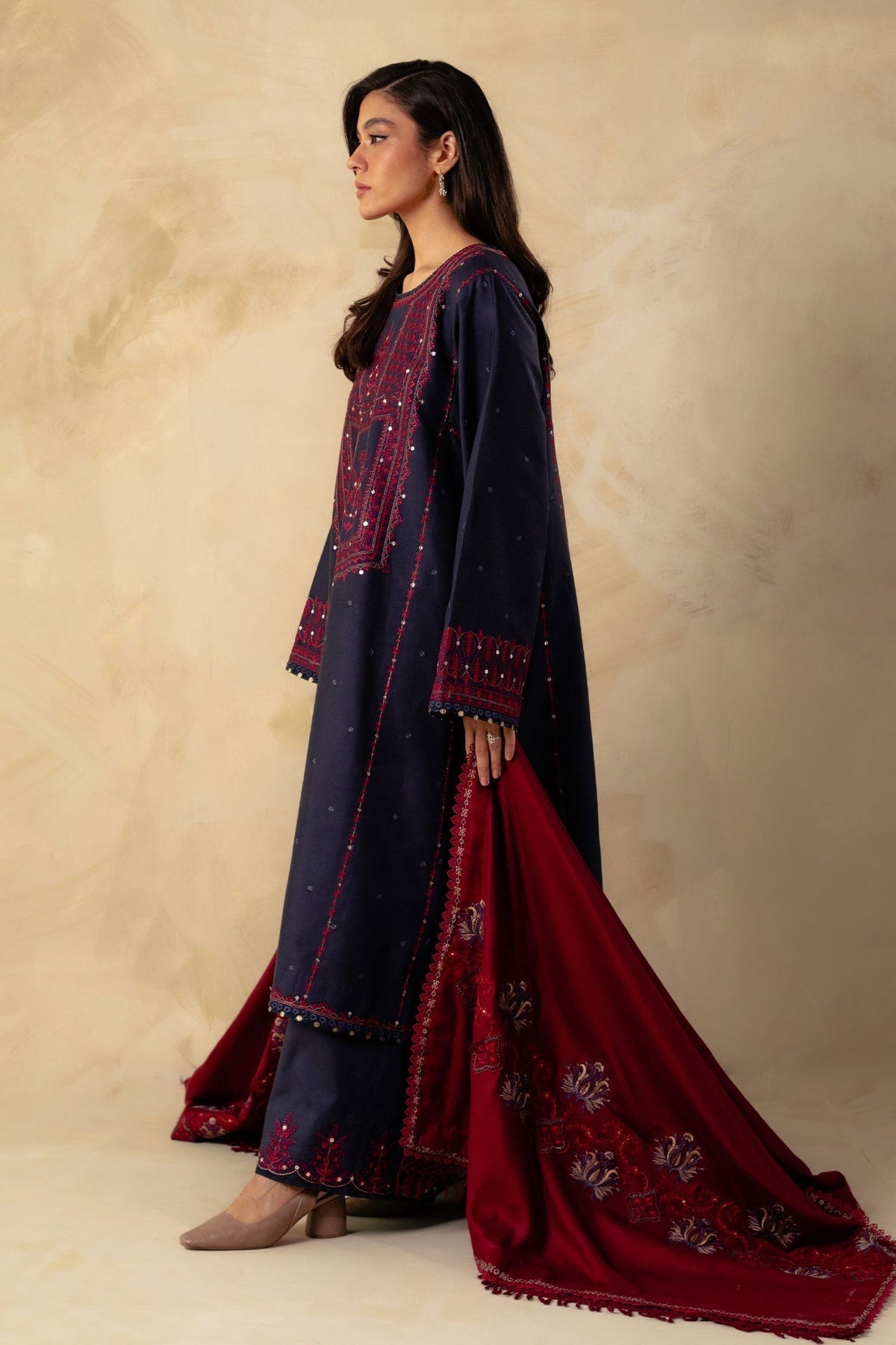 Tsl-009 Unstitched 3pc Embroidered Dress Dhanak